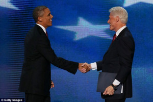 Former U.S. President Bill Clinton greets with Democratic presidential ...