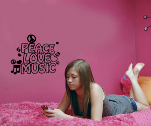 Peace Love and Music Vinyl Wall Quote For Home(China (Mainland))