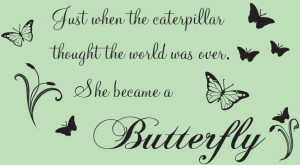 Details about Butterflies Quote Wall Sticker Just When The Caterpillar ...
