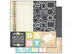 Simple Stories Paper 12 x 12 in. Hello Baby Quotes & Mats (25 pieces)