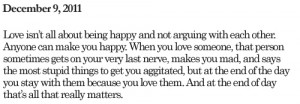 Love Quote : Love isn’t all about being happy.