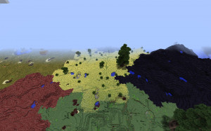 There's a wheat field biome from the ExtraBiomesXL mod wedged in there ...