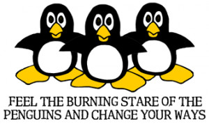 ... Humorous & Funny T-Shirts, > Penguin Humor > Burning Stare Penguins