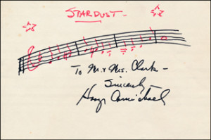 Autographs: HOAGY CARMICHAEL - INSCRIBED AUTOGRAPH MUSICAL QUOTATION ...