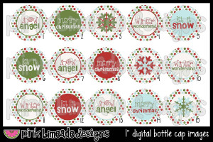 Snow Angel - Cute Christmas/Winter Sayings - 1 inch Digital Bottle Cap ...
