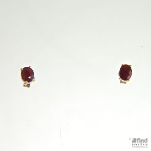 14K Yellow Gold Oval Ruby & Round Diamond Post Earrings - (500x500 ...