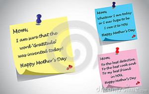 Different colorful happy mothers day quotes post it note set. three ...