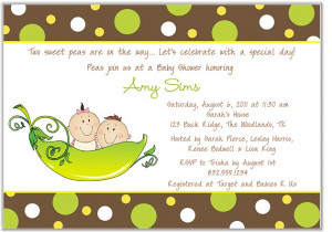 two peas in a pod twins baby shower invitations boy girl two peas in a ...