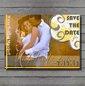 Country Western Flower Wedding Save the Date with Photo Custom Color ...