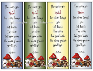 Printable Bookmarks, Toadstools, Teddy Bears, Quote Dr Seuss, Party ...