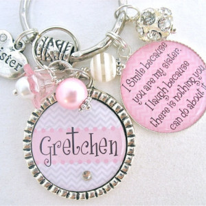 Personalized Sister Inspirational Quote Keychain Necklace