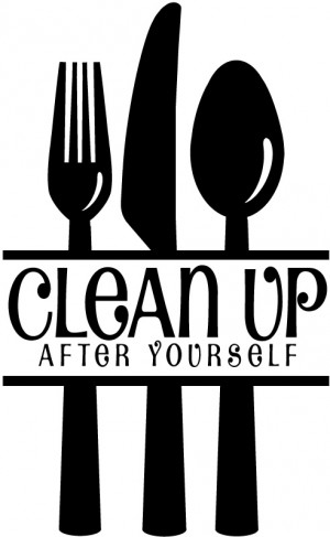 Clean Up After Yourself With Cutlery Wall Stickers Kitchen Art Decal ...