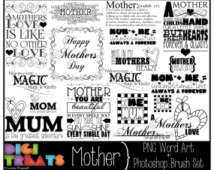Mother word art. mother quotes and phrases with variations (mom/mum ...