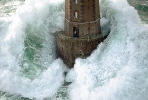 Man Caught Outside of a Lighthouse During a Huge Storm