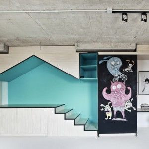 Photography studio by Input Creative Studio features a turquoise ...