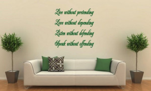 JC Design 'Live without pretending, Love without depending...' Large ...