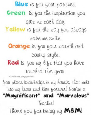 Printable M & M teacher poem: Appreciation Ideas, Teachers Gift, M M ...