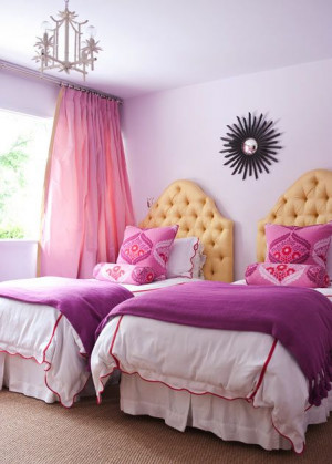 Pink and purple bedroom with red and yellow accents. Would be great ...