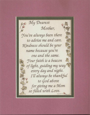 Kindness MOTHERs Moms LOVE FAITH poems verses plaques