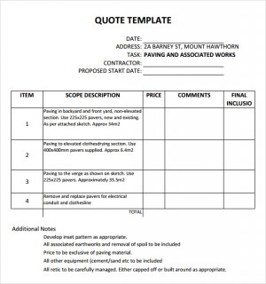 Training Quotation Template