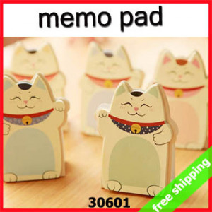 FREE SHIPPPING Fortune Cat Memo Pad Good Luck Sticky Memo Note Message ...