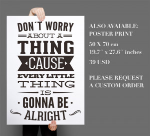 Dont Worry About a Thing Bob Marley Song Lyrics Quote Sticker ...