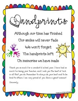 End of the Year Poem Goodbye Letter Freebie