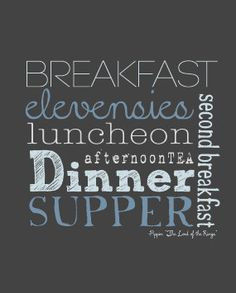 Pippin quote: second breakfast from Lord of the Rings. From scribble ...