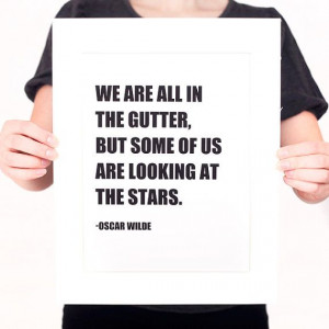 ... LOOKING at the STARS Quote Digital Print (Mat included) Black and