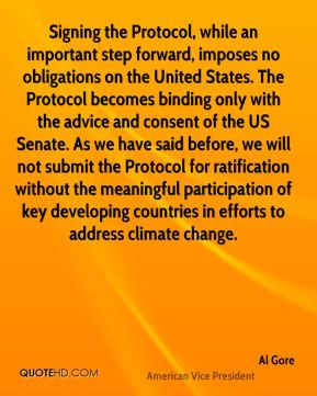 Al Gore - Signing the Protocol, while an important step forward ...