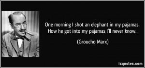 One morning I shot an elephant in my pajamas. How he got into my ...