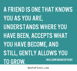 William Shakespeare Quotes - A friend is one that knows you as you are ...