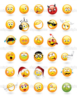 conjunto de 30 emoticons - Ilustração de Stock