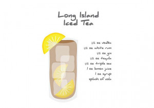 Long island iced tea drink recipe illustration poster printable wall ...