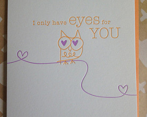 Owl Love Card - I only have eyes for you. Letterpress love Card. card ...