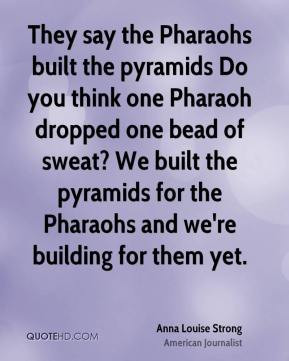 - They say the Pharaohs built the pyramids Do you think one Pharaoh ...