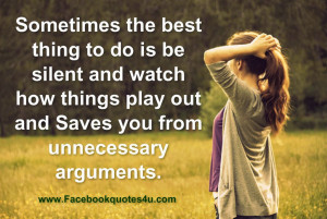 Sometimes the best thing to do is be silent and watch how things play ...