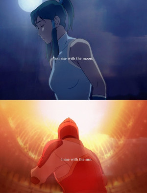Moon and sun, Korra and Mako (I love when things are brought full ...