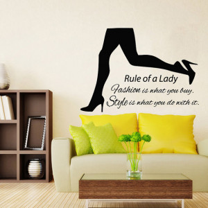Rule Of A Lady Wall Decals Girl Running Legs Beauty Salon Quotes ...