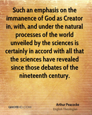 Such an emphasis on the immanence of God as Creator in, with, and ...