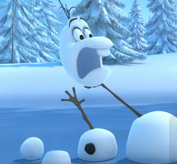 Olaf screams when he watched Sven started to eat his nose