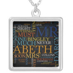Pride and Prejudice Word Collage Personalized Necklace