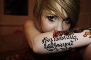 Love Quote Women Arm Tattoo