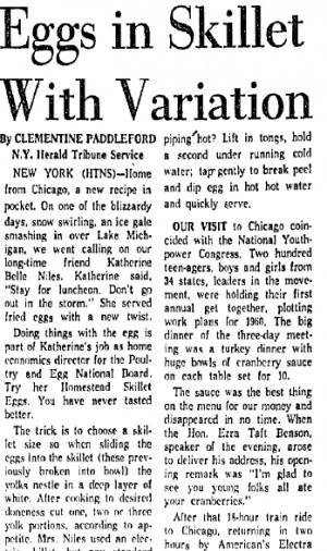 article about cooking eggs by Clementine Paddleford, Dallas Morning ...