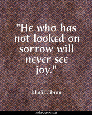 He Who Has Not Looked On Sorrow Will Never We Joy - Joy Quote