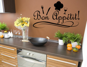 Details about Bon Appetit Kitchen Chef Wall Quote Home Decor Decal J49