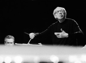 Aaron Copland rehearsing with the London Symphony Orchestra in 1975