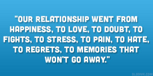 Our relationship went from happiness, to love, to doubt, to fights, to ...