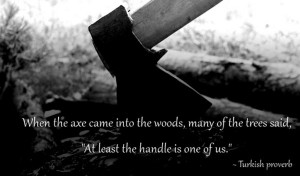 When the axe came into the woods…” ~Turkish proverb