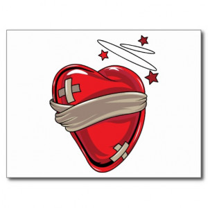 Red Heart Mending Broken Hearts Love Post Card